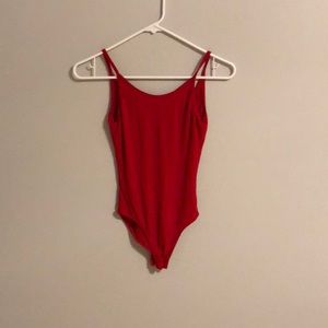 red back scoop body suit